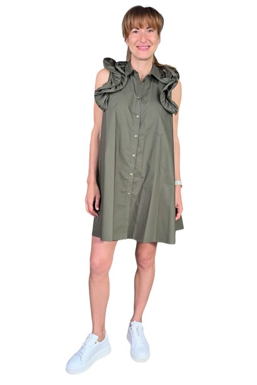 Dámske krátke letné košeľové šaty IMPERIAL khaki zelené