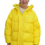 Dámska páperová prešívaná oversize zimná bunda s kapucňou VICOLO žltá