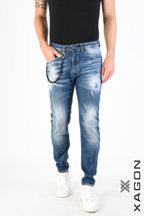 Pánske slim fit rifle XAGON MAN modré