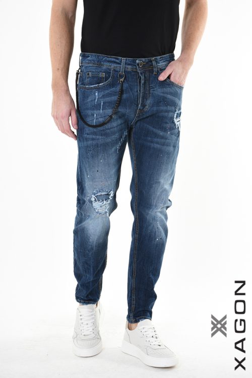 Pánske slim fit rifle XAGON MAN modré