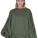 Dámska oversize mikina s dlhým rukávom GREBNESOR khaki zelená