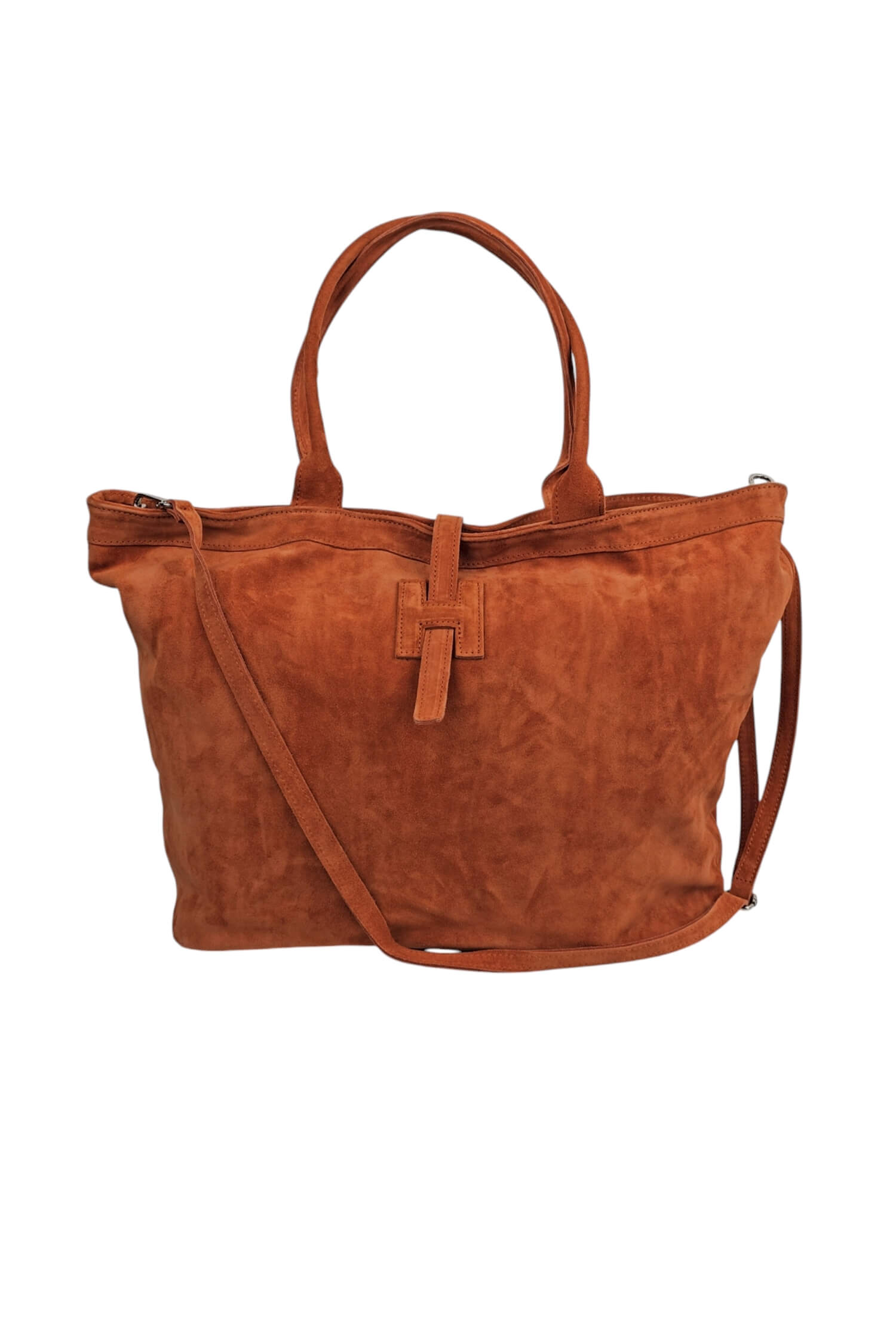 Dámska shopper kabelka z brúsenej kože LEATHER COUNTRY oranžová