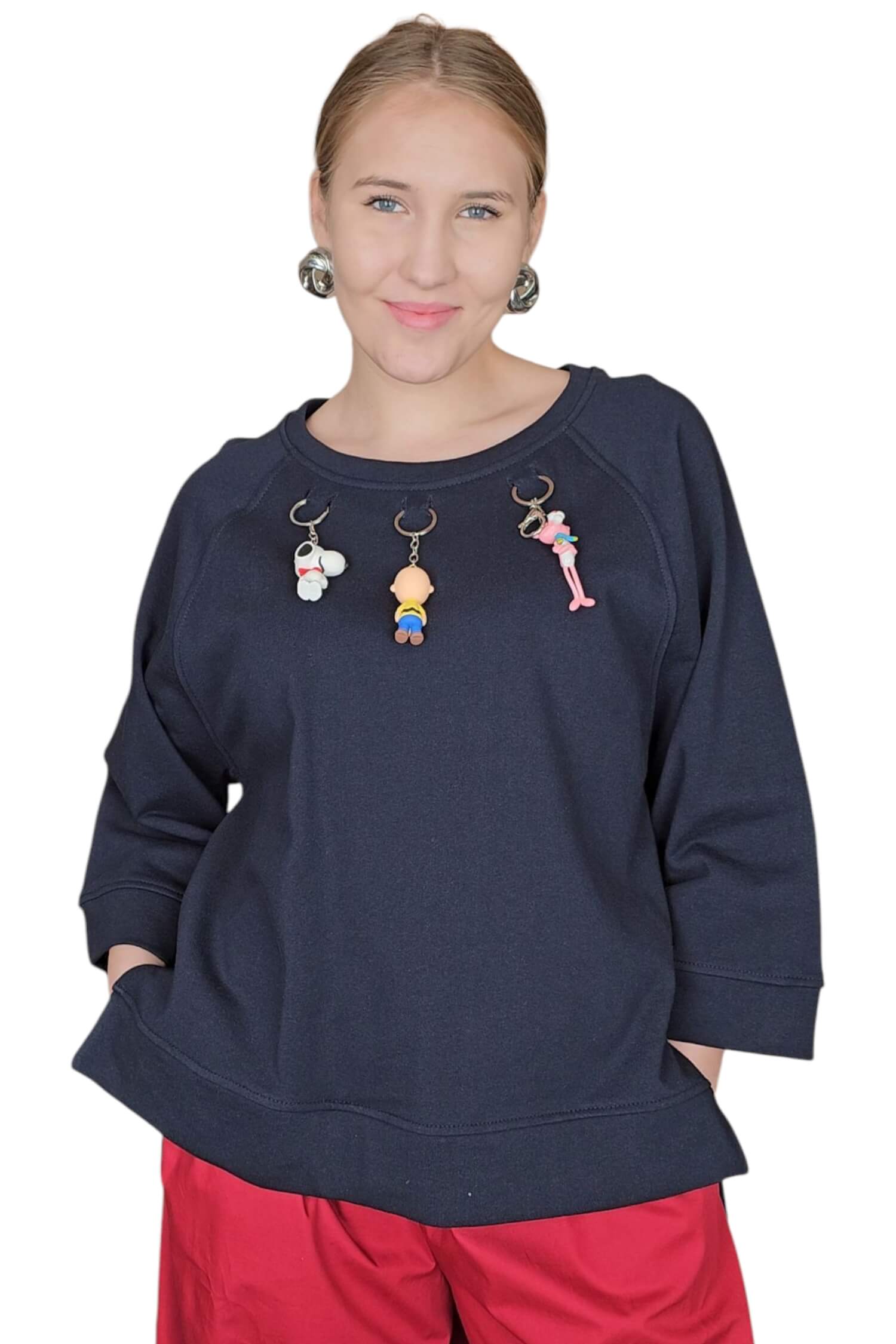 Dámska oversize mikina s príveskami DIXIE modrá