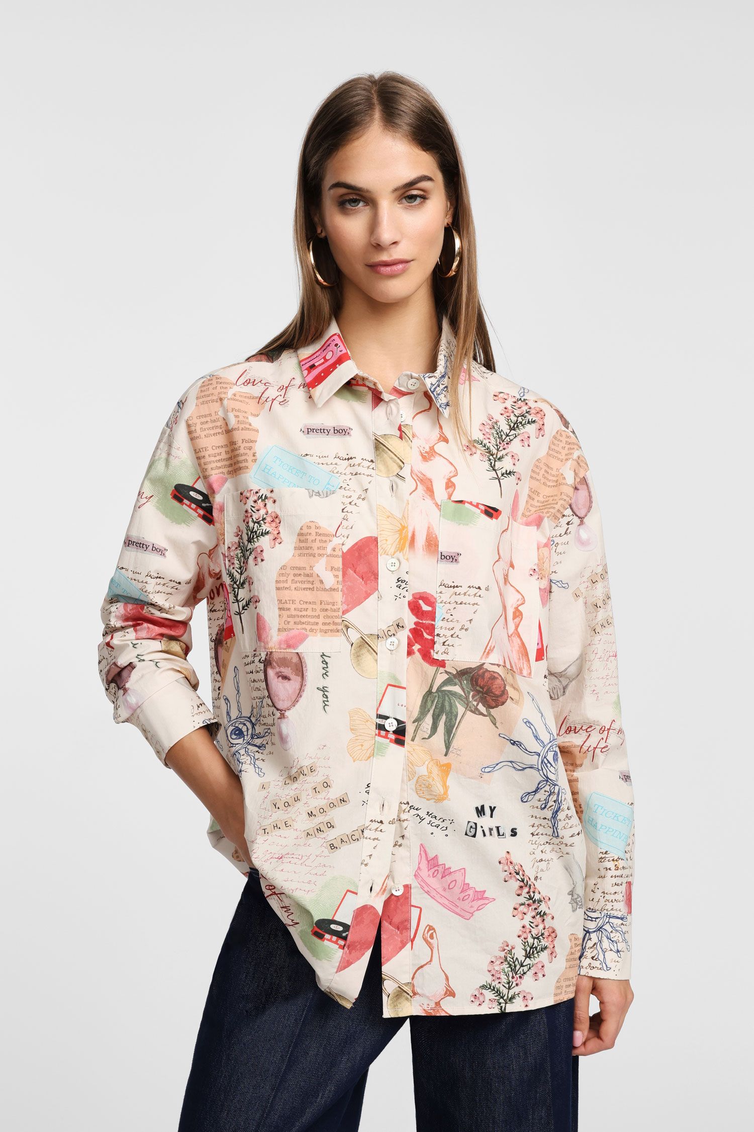 Dámska oversize košeľa PLEASE béžová
