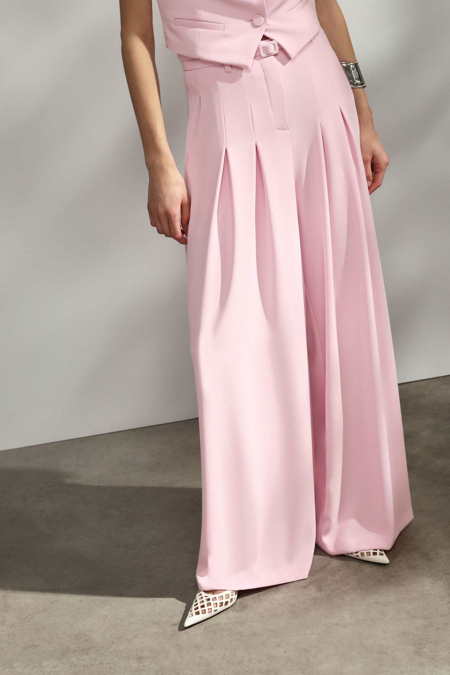 Dámske dlhé elegantné široké nohavice IMPERIAL ružové