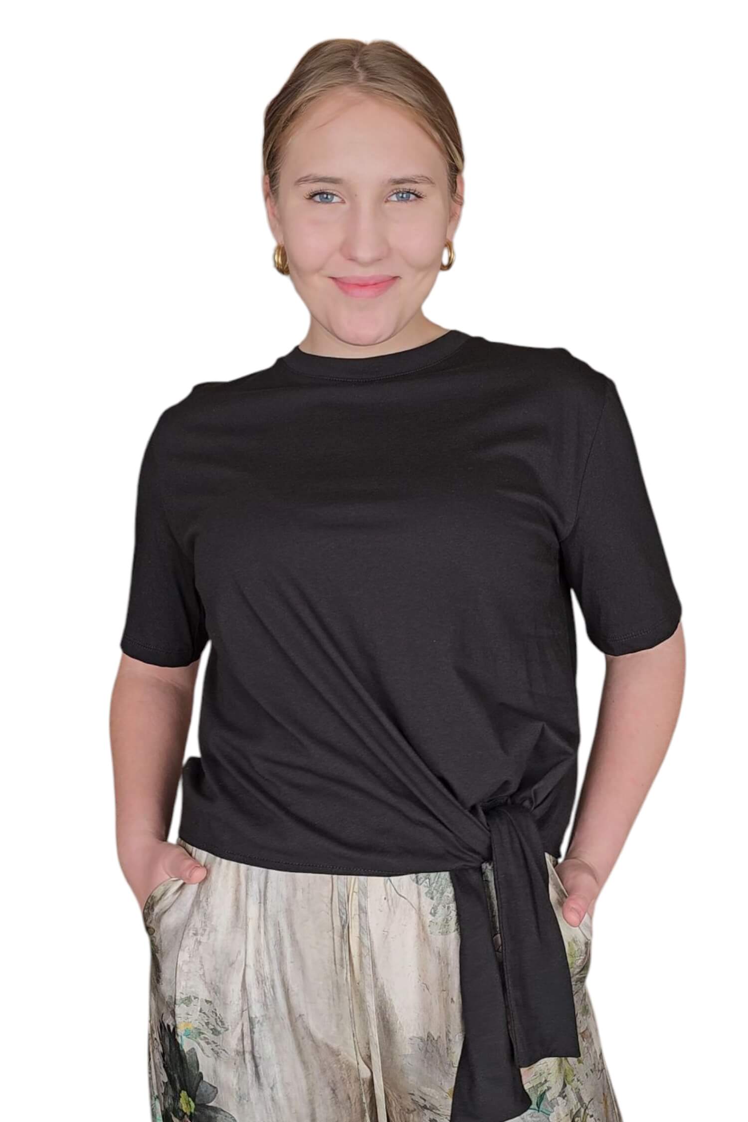 Dámske tričko s viazaním VICOLO čierne