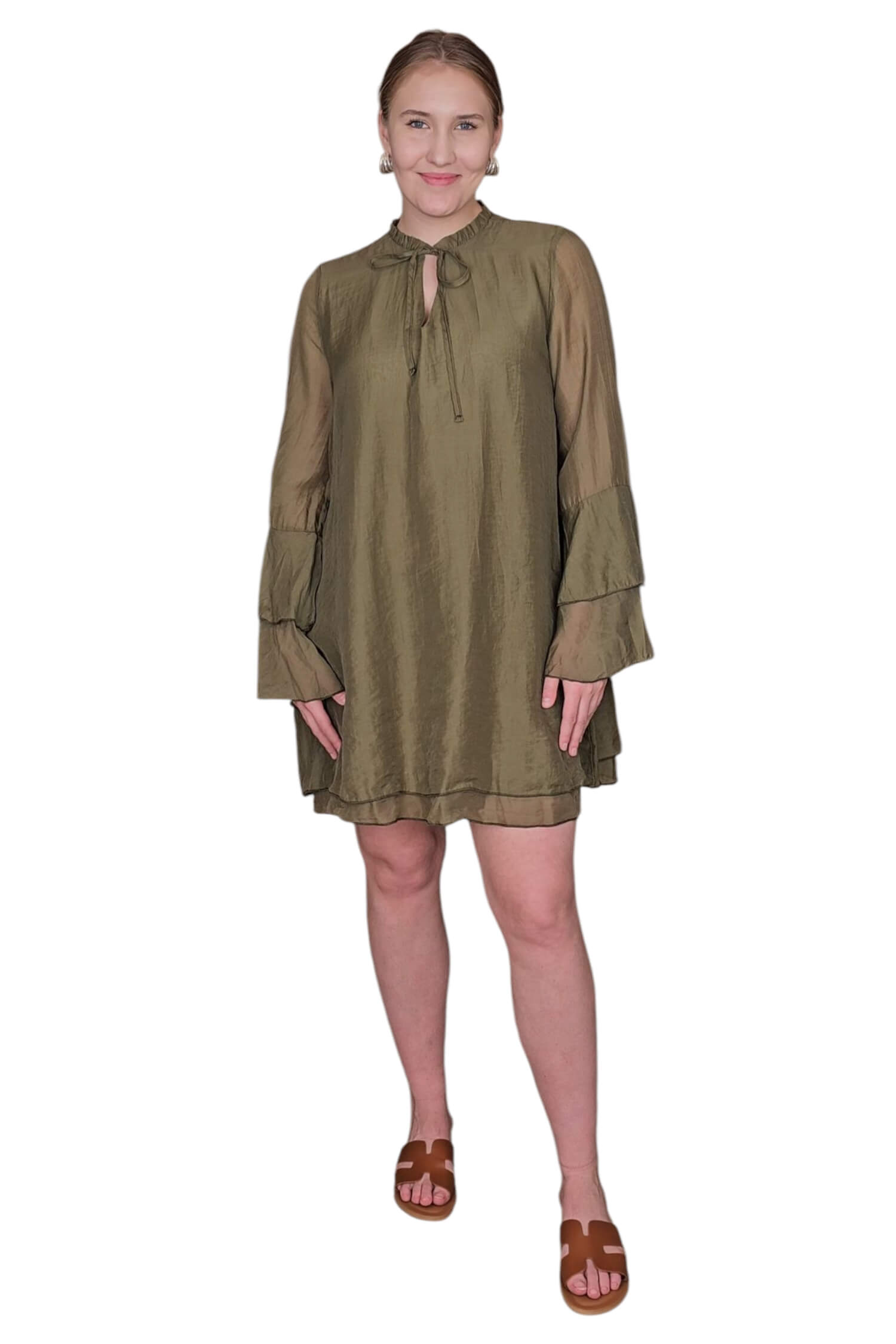 Dámske letné krátke šaty VICOLO khaki zelené