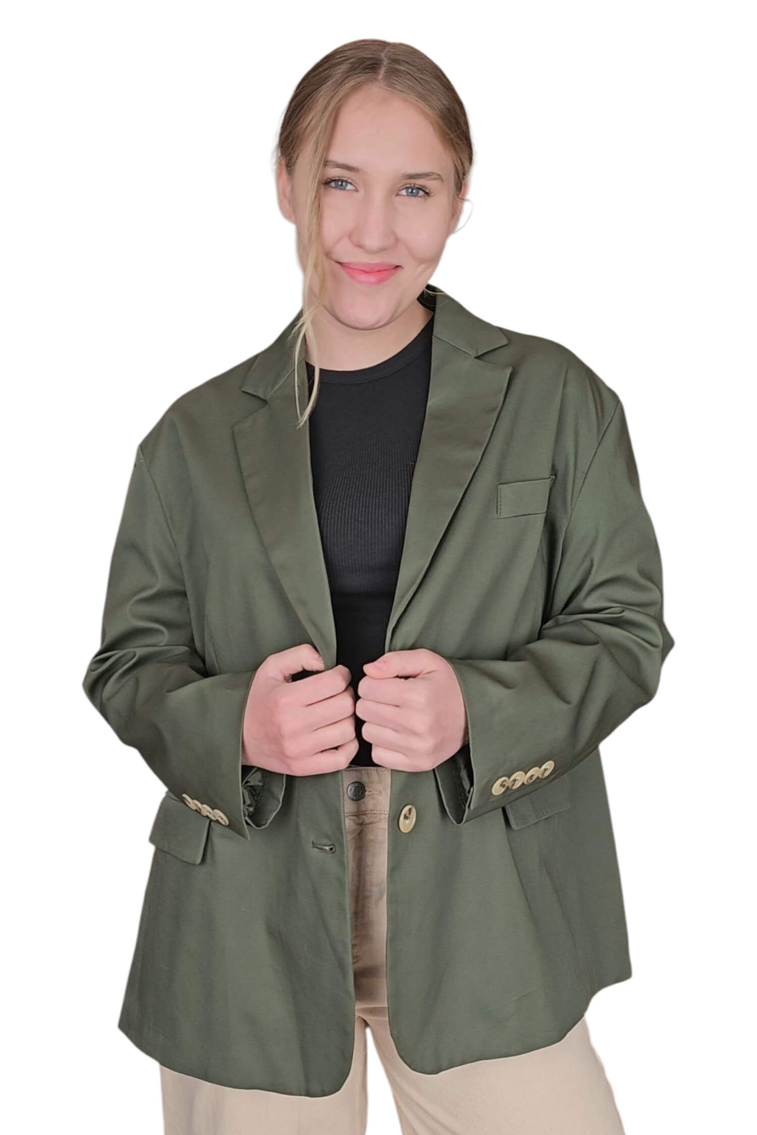 Dámske letné oversize sako VICOLO khaki zelené