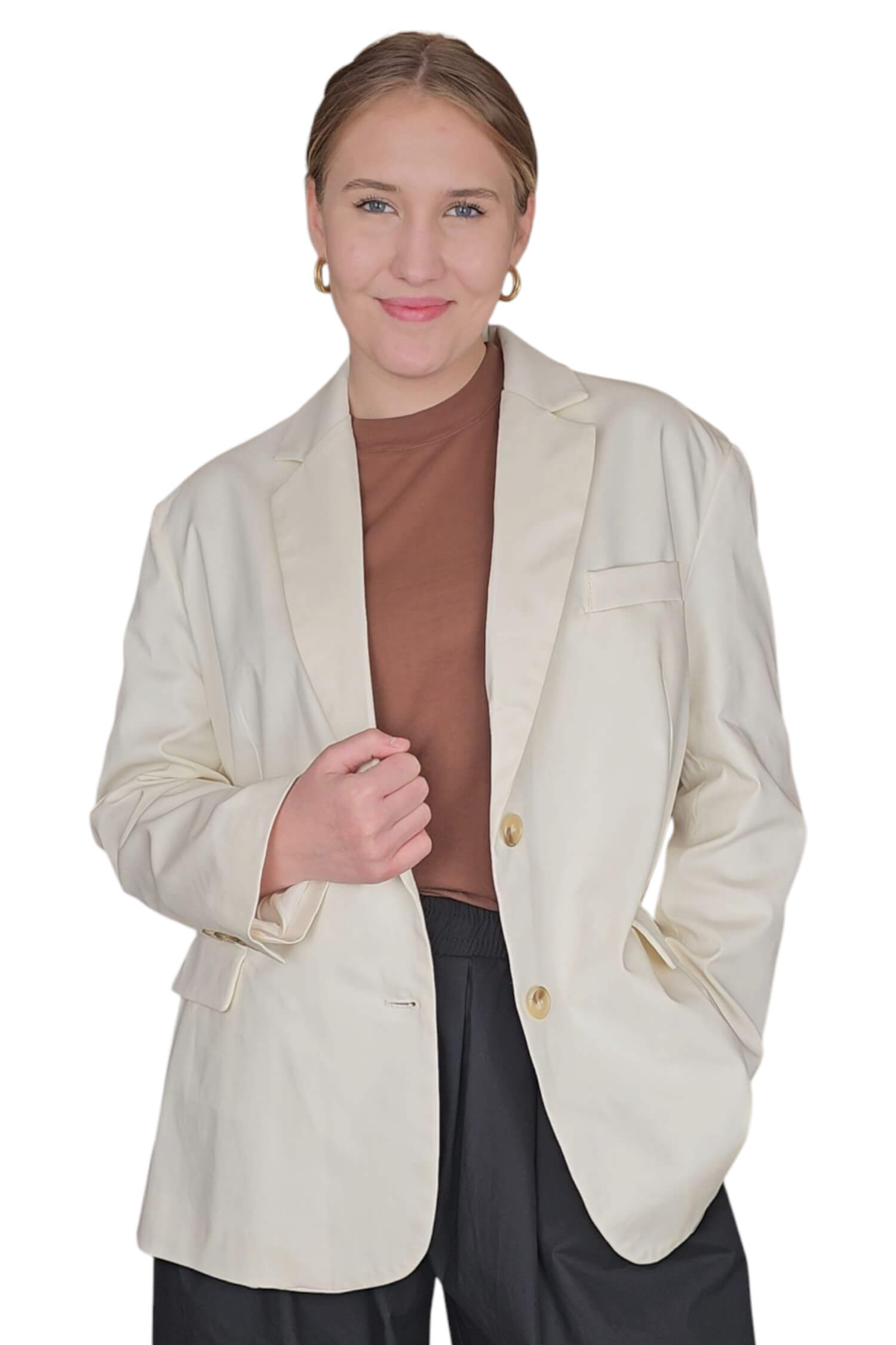 Dámske letné oversize sako VICOLO smotanovo biele