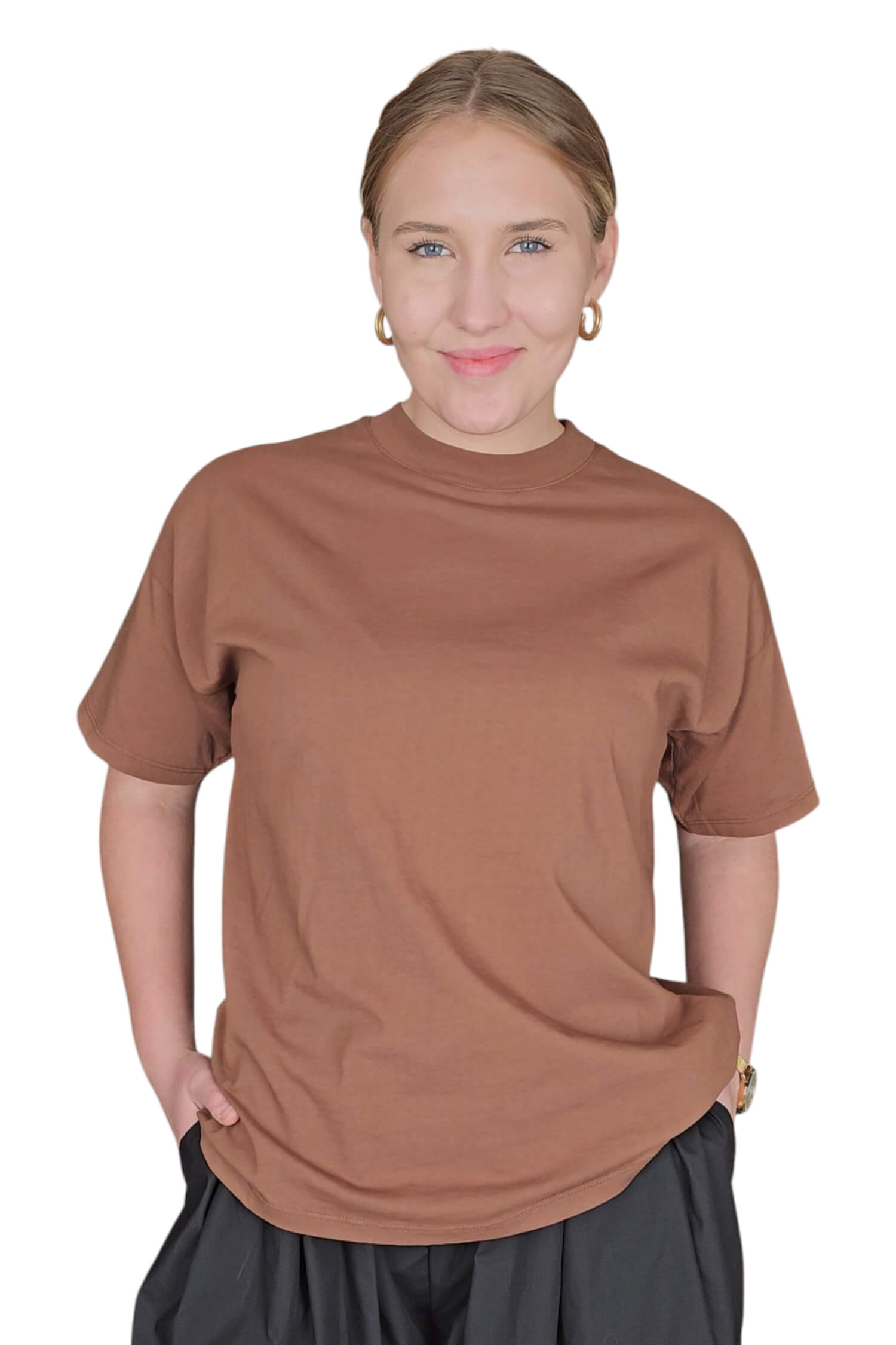 Dámske oversize tričko VICOLO hnedé