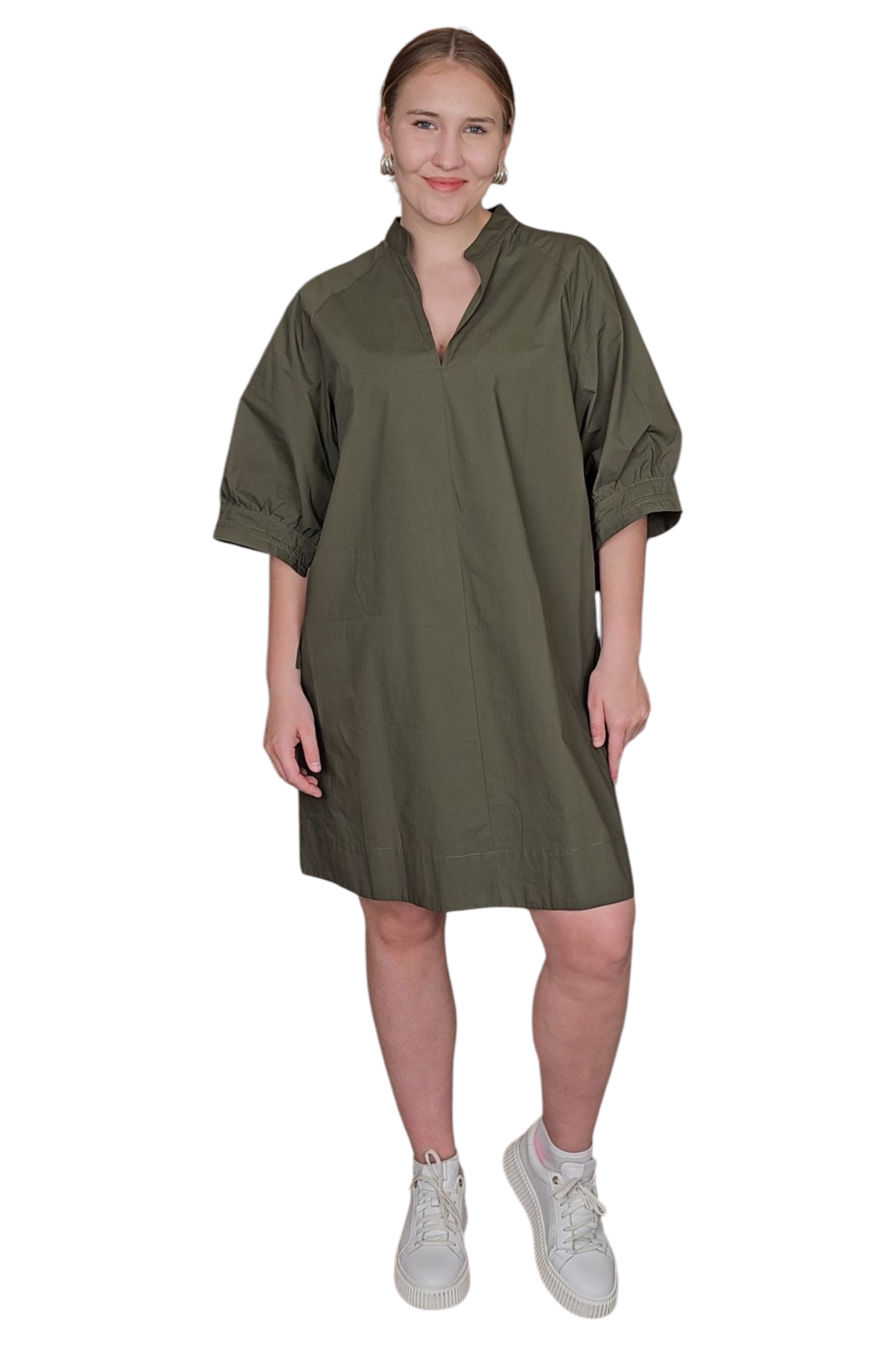 Dámske košeľové krátke šaty VICOLO khaki zelené