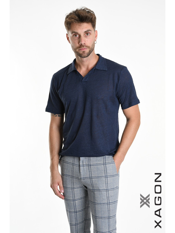 Pánske ľanové polo tričko XAGON MAN modré