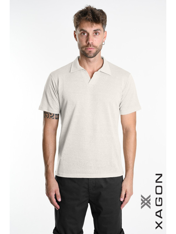 Pánske ľanové polo tričko XAGON MAN béžové