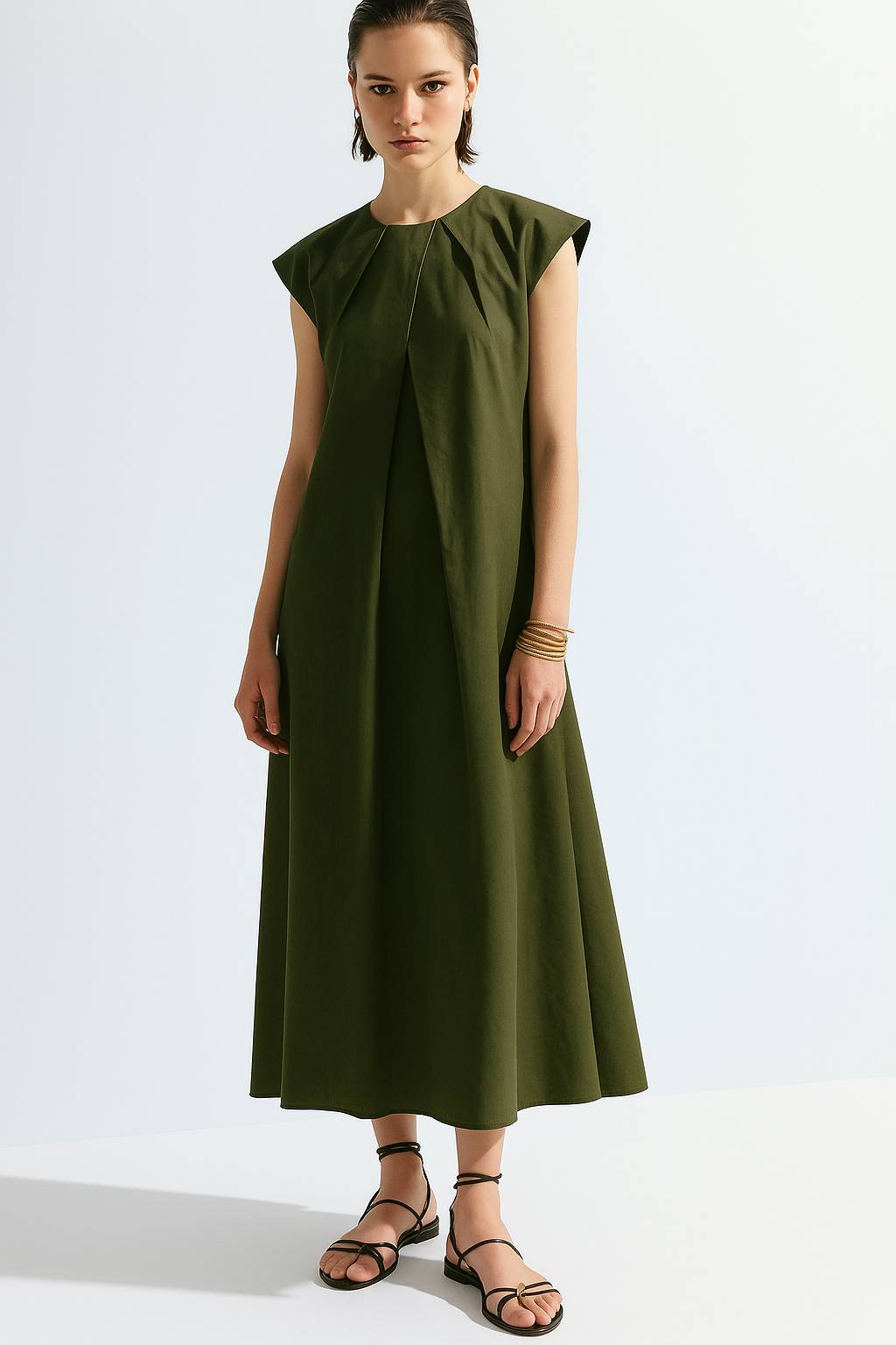 Dámske dlhé košeľové šaty IMPERIAL khaki zelené