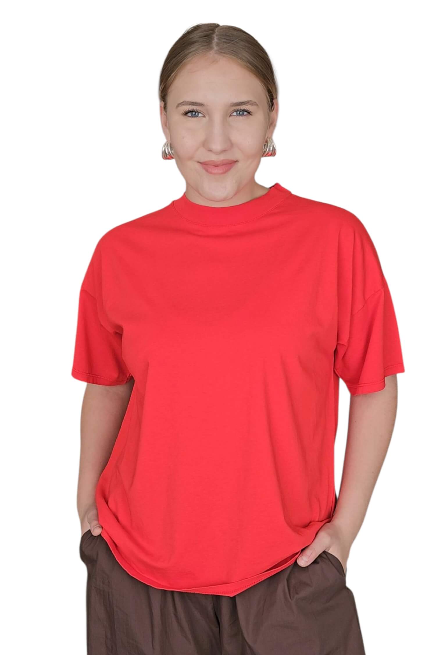 Dámske oversize tričko VICOLO červené