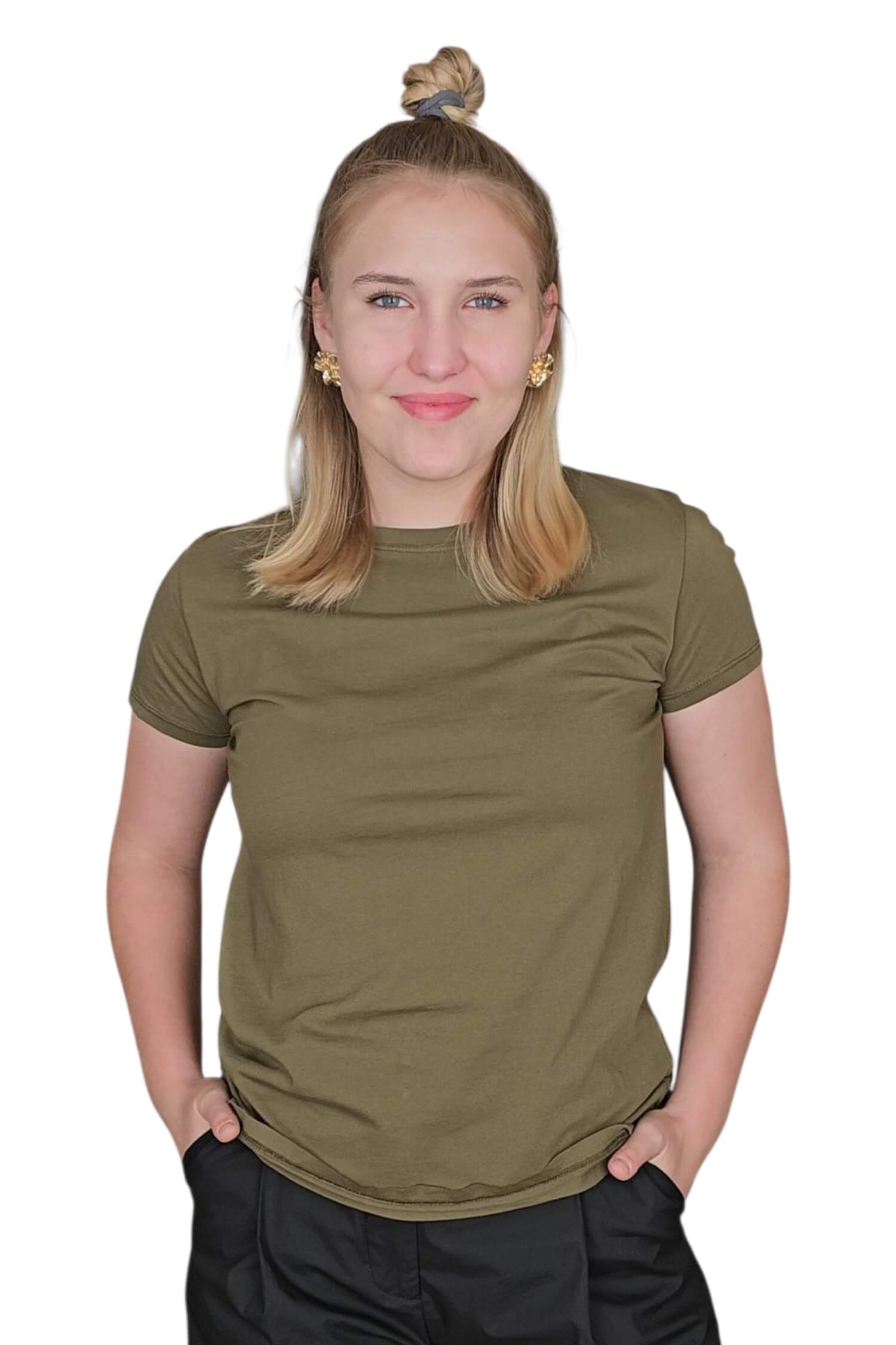 Dámske tričko s krátkym rukávom VICOLO khaki zelené