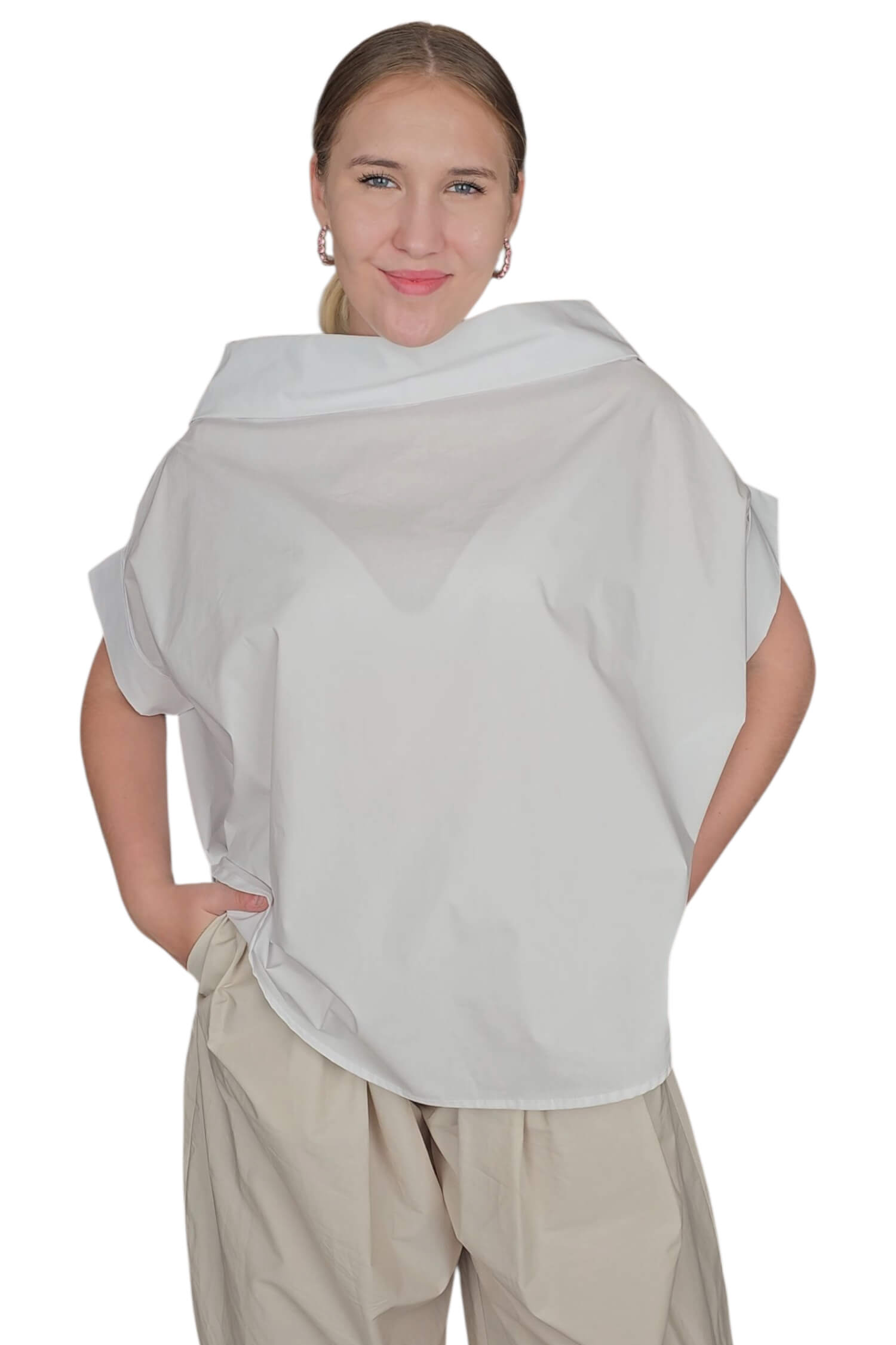 Dámska elegantná oversize košeľa BACKGROUND biela