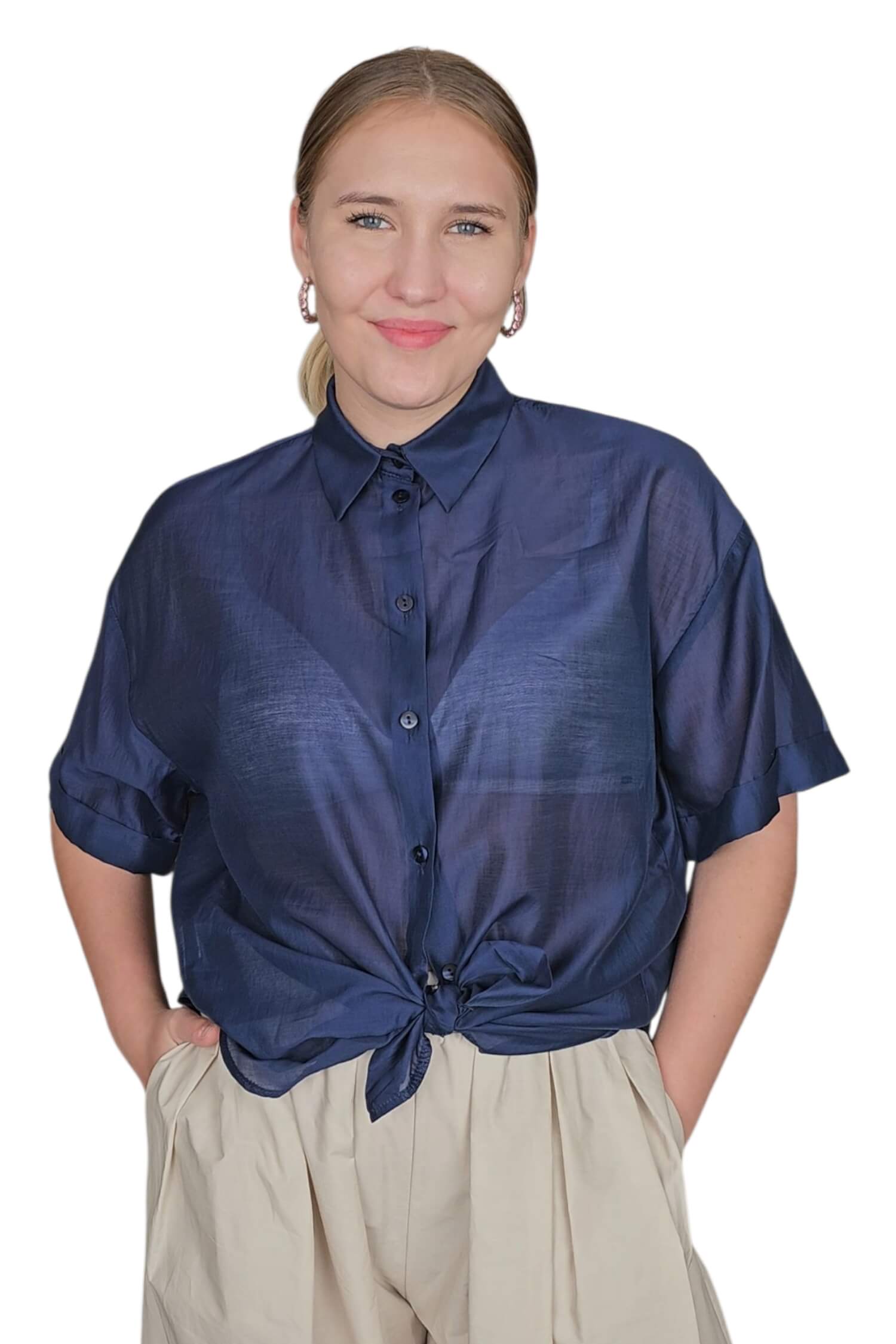 Dámska letná elegantná košeľa s krátkym rukávom IMPERIAL modrá