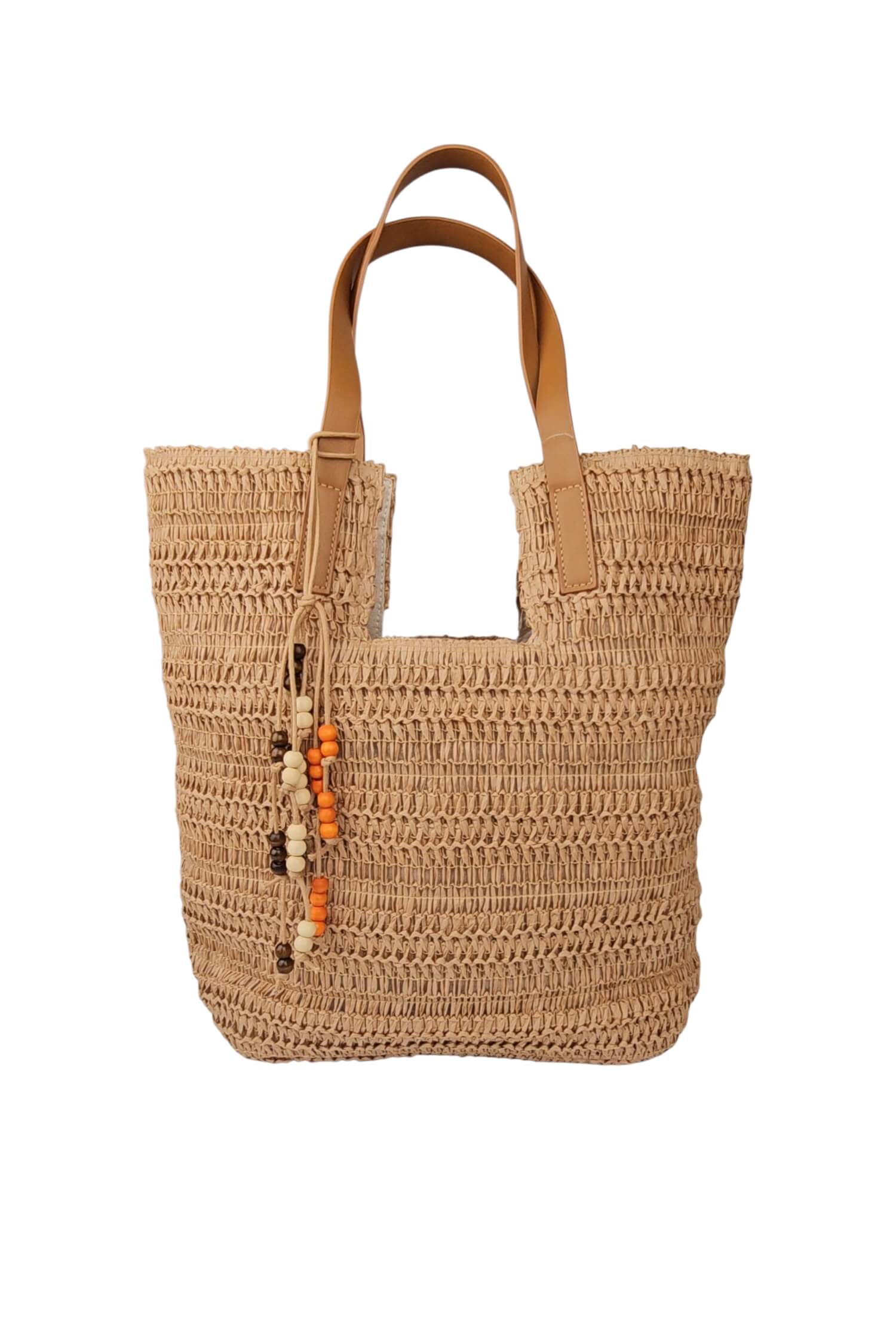 Dámska letná slamená shopper kabelka hnedá