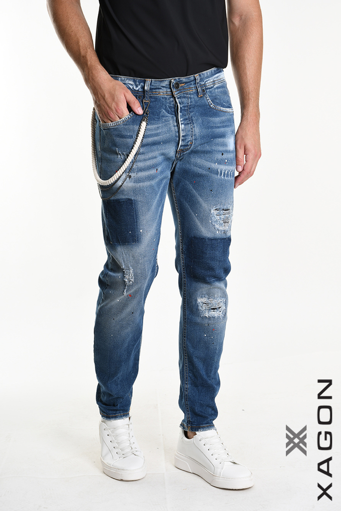 Pánske slim fit rifle XAGON MAN modré