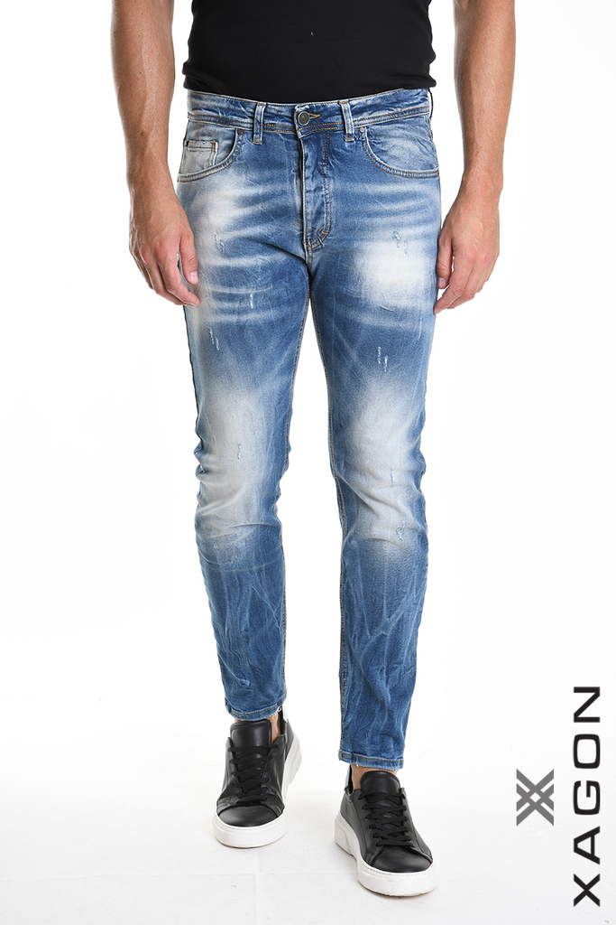Pánske slim fit rifle XAGON MAN modré