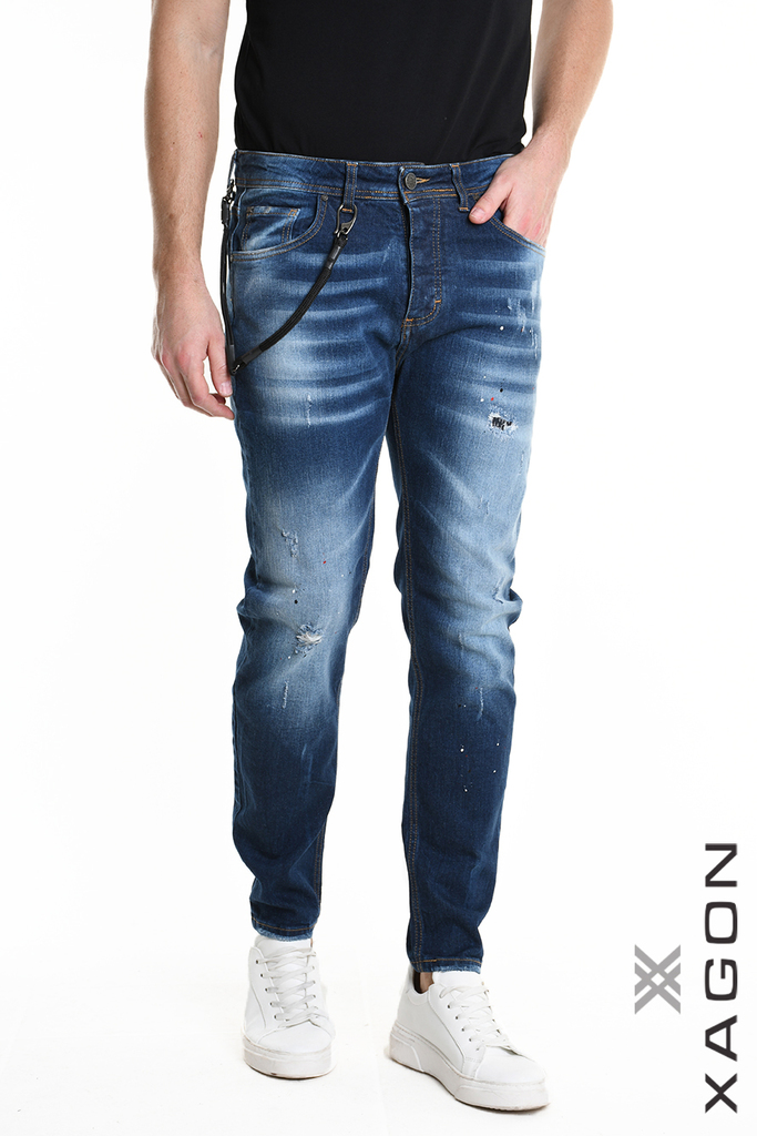 Pánske slim fit rifle XAGON MAN modré