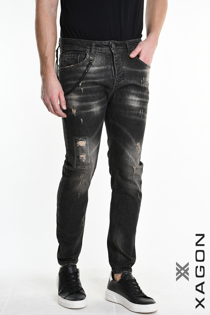 Pánske slim fit rifle XAGON MAN čierne