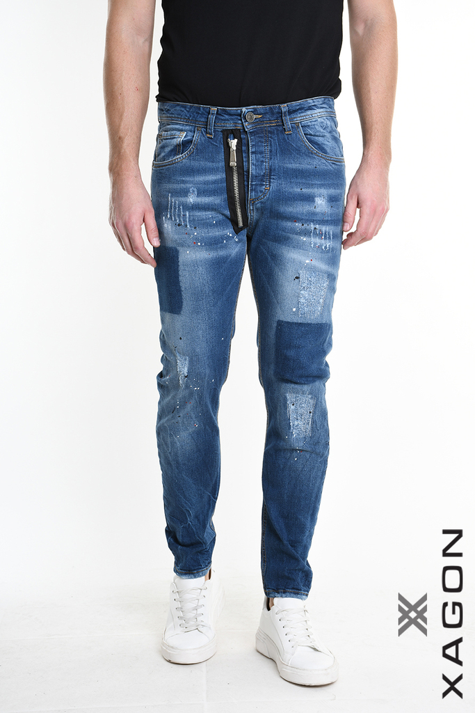 Pánske slim fit rifle XAGON MAN modré